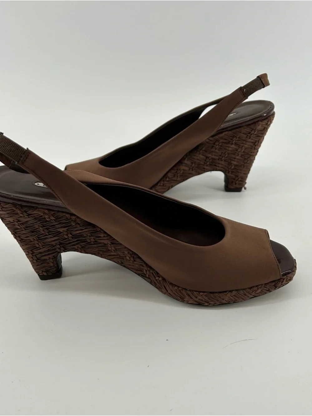 Donald J. Pliner Myzie Brown Open-Toe Slingback Wedges